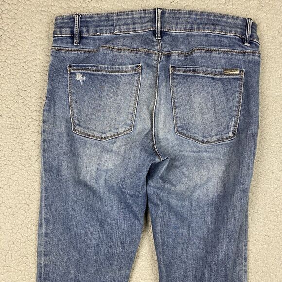 White House Black Market Skimmer Jeans Womens 4 Distressed Ankle Cuff 30x30 WHBM - Picture 5 of 16